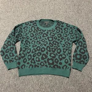 BCBG Max Azria sz M green/black animal print sweater